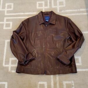 Faconnable brown leather jacket - L